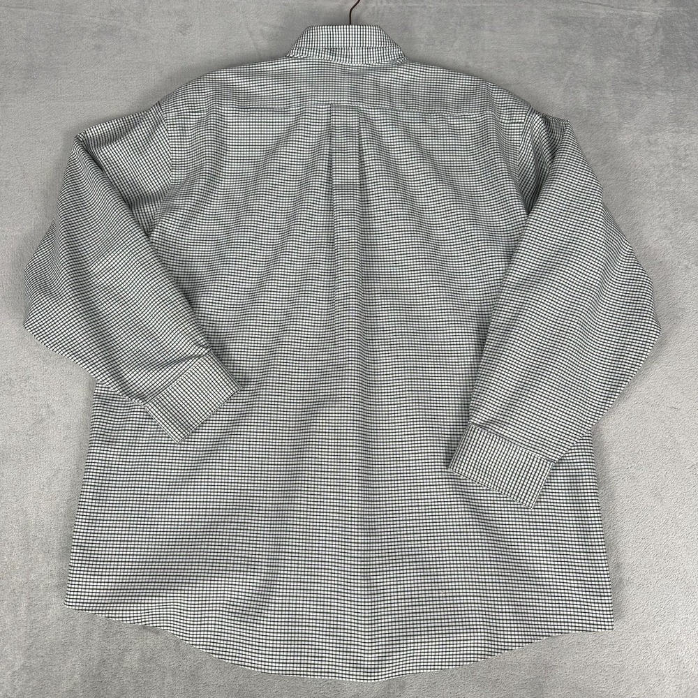 LL Bean Mens 16.5-32 Green White Tattersall Check Wrinkle Resistant Shirt Oxford - Picture 7 of 9